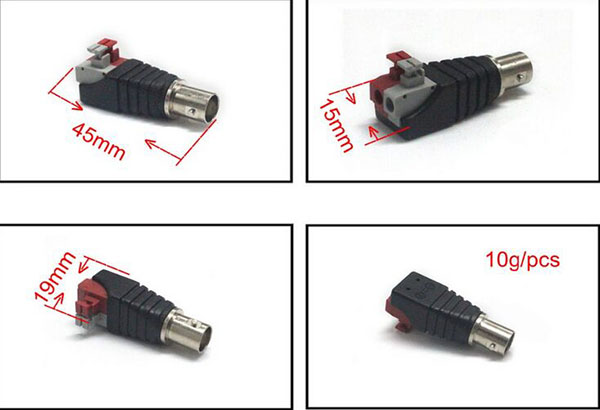 BNC female to clip terminal